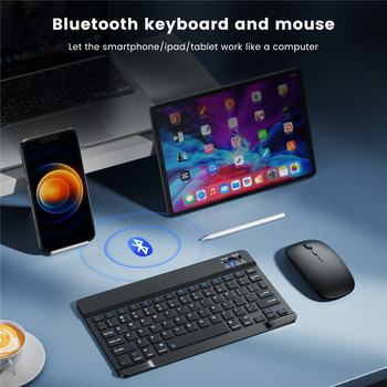Bluetooth безжична клавиатура за таблет ipad Испанска клавиатура и мишка Mini Russian Keyboard Kit за ipad Pro 12 9 Air 4 S6 Lite