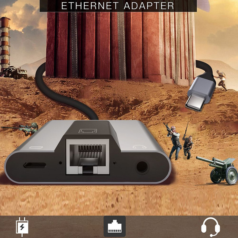 Mobilni telefon Laptop Hub velike brzine PD Brzo punjenje USB C do 3,5 mm Audio Type-C do Ethernet LAN mrežnog adaptera