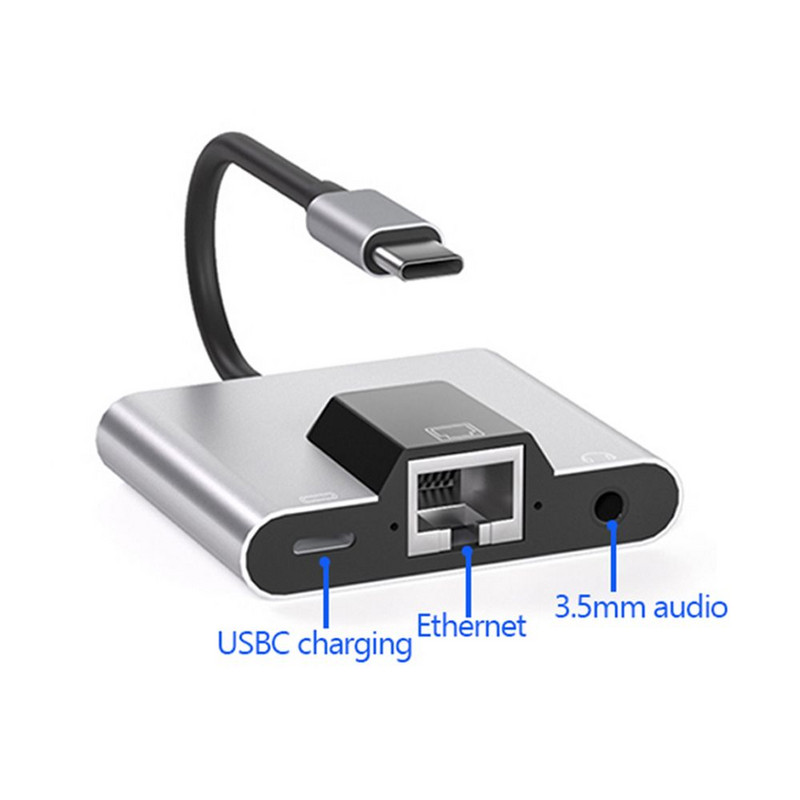 Mobilni telefon Laptop Hub velike brzine PD Brzo punjenje USB C do 3,5 mm Audio Type-C do Ethernet LAN mrežnog adaptera