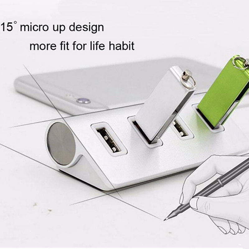 Usb Hub 2.0 Docking Station od aluminijske legure Električni razdjelnik s 4 priključka Multipuerto USB Flash Drive za računalo Xiaomi prijenosno računalo