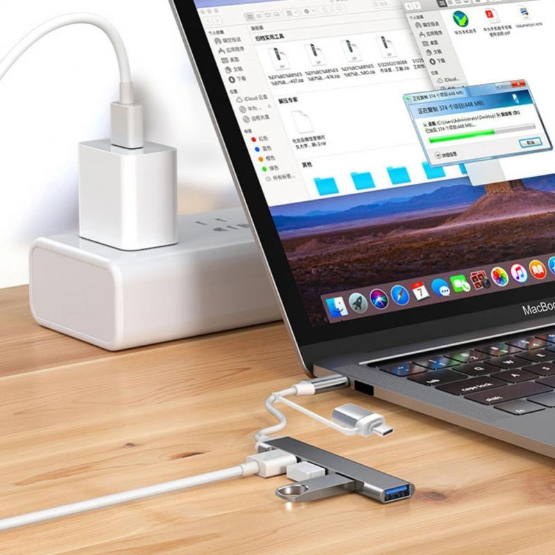 RYRA USB 3.0 Adaptor USB-C HUB Tip-c/USB 3.0/2.0 Adaptor Multi Splitter OTG 4 porturi pentru PC Laptop Telefon Macbook Accesorii USB