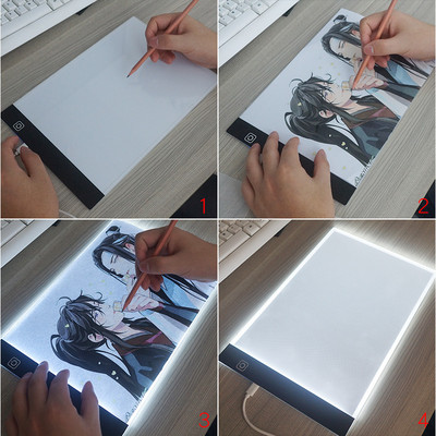 Kis A4-es rajztábla Led világítópad USB Art másolólap tábla Gyermekjáték Festőtábla Oktatási ajándékok gyerekeknek