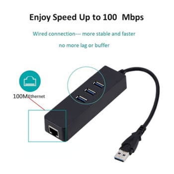 Προσαρμογέας USB 3.0 σε Ethernet 3 θύρες USB 3.0 Hub με RJ45 10/100 Fast Ethernet Adapter για αξεσουάρ φορητών υπολογιστών MacBook