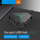 6 prievadų USB 2.0 šakotuvas USB skirstytuvas didelės spartos TF SD kortelių skaitytuvas su ausinių mikrofono sąsaja Kompiuterio priedams