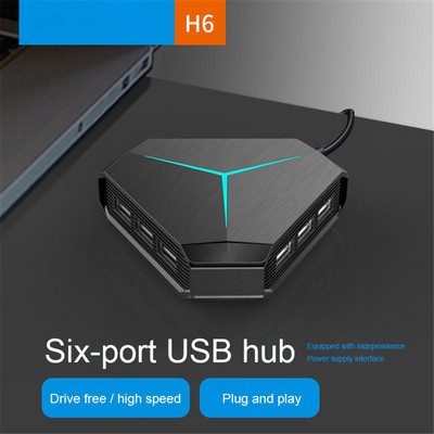 6 Θύρες USB 2.0 Hub USB Splitter Υψηλής ταχύτητας TF SD Card Reader με διεπαφή μικροφώνου ακουστικού Για αξεσουάρ υπολογιστή υπολογιστή