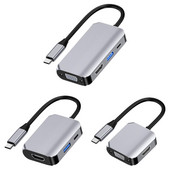 USB C uz HDMI saderīgs VGA centrmezgla adapteris USB 3.0 pagarinājuma dokstacija ar MacBook Pro piederumiem C tipa sadalītājs 4/3/2 vienā