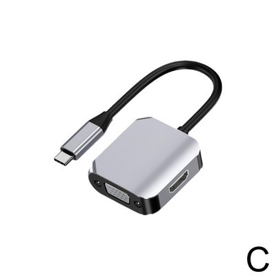 USB C uz HDMI saderīgs VGA centrmezgla adapteris USB 3.0 pagarinājuma dokstacija ar MacBook Pro piederumiem C tipa sadalītājs 4/3/2 vienā