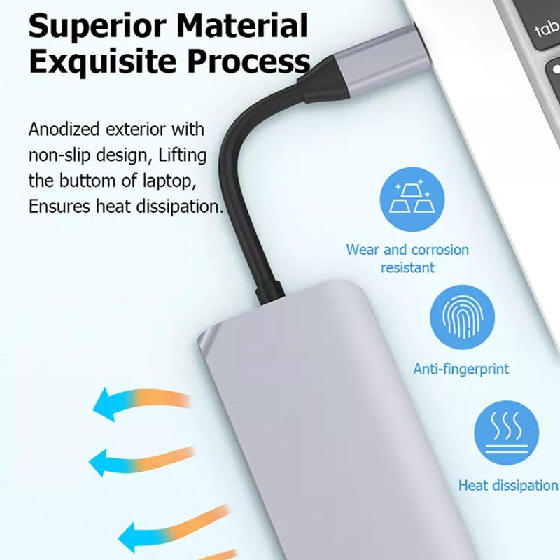 USB C uz HDMI saderīgs VGA centrmezgla adapteris USB 3.0 pagarinājuma dokstacija ar MacBook Pro piederumiem C tipa sadalītājs 4/3/2 vienā