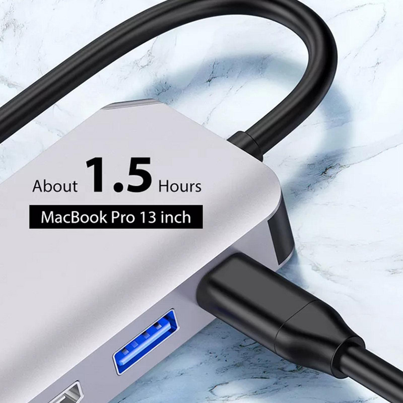 USB C uz HDMI saderīgs VGA centrmezgla adapteris USB 3.0 pagarinājuma dokstacija ar MacBook Pro piederumiem C tipa sadalītājs 4/3/2 vienā