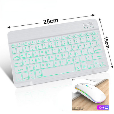 10 inča s pozadinskim osvjetljenjem za IPad Telefon Tipkovnica i miš Pozadinsko osvjetljenje Bluetooth tipkovnica za IOS Android Windows Ruske španjolske tipkovnice