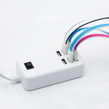 Преносим 6-портов USB зарядно устройство Хъб EU US UK Plug 5V 3A Адаптер за стена Зареждане на мобилен телефон Подходящ за IPhone Xiaomi Samsung