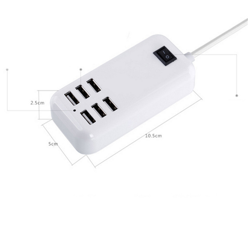 Prijenosni USB punjač sa 6 priključaka EU US UK utikač 5V 3A zidni adapter Punjenje mobilnog telefona Prikladno za IPhone Xiaomi Samsung
