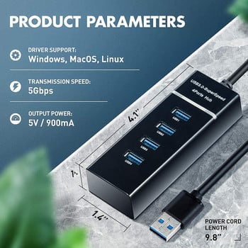 Преносим USB3.0 хъб към Usb 3.0 2.0 4 порта 5Gbps предавателни хъбове за лаптоп компютър мишка клавиатура U диск твърд диск USB сплитер