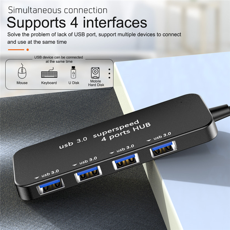 Nohon HUB USB 3.0 4 porta Superspeed Splitter Connect za miš U Disk Tipkovnica PC Računalo Tablet Dodaci Višestruki adapter