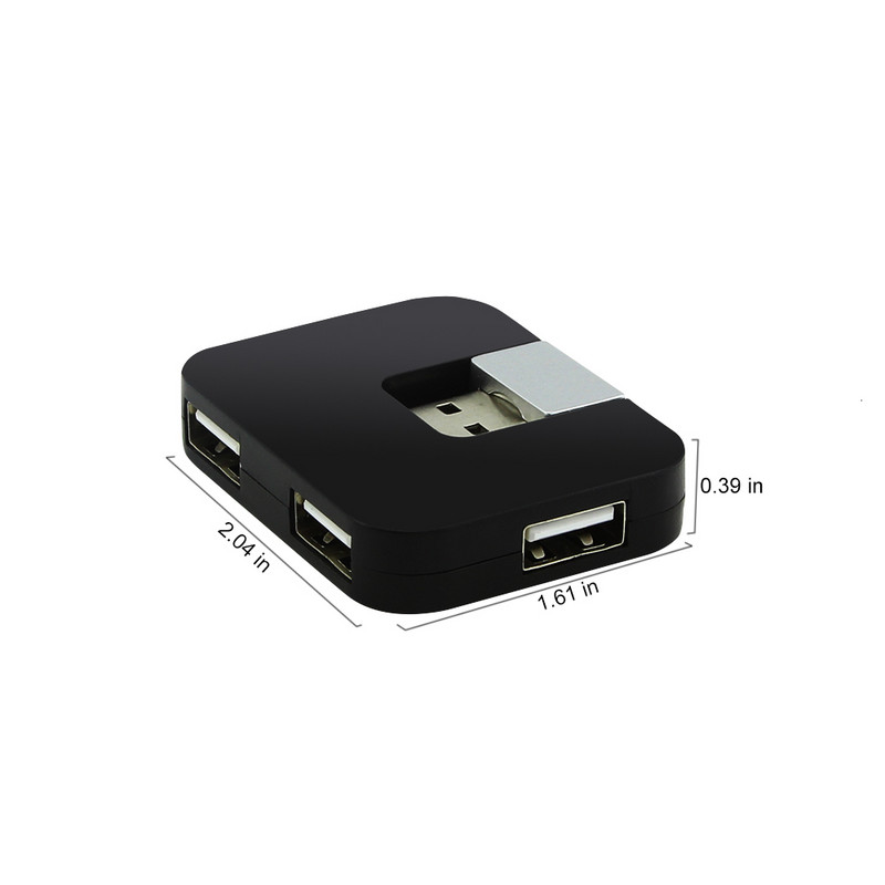 CHYI Mini USB Hub 4 porta USB 2.0 Expander Hab kvadratnog oblika sklopivi multi razdjelnik mikro adapter za dodatnu opremu za prijenosna računala