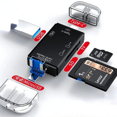 Didelės spartos kortelių skaitytuvas USB 3.0 tipo C į SD Micro TF SD adapteris nešiojamam kompiuteriui Priedai OTG kortelių skaitytuvas Smart Memory SD
