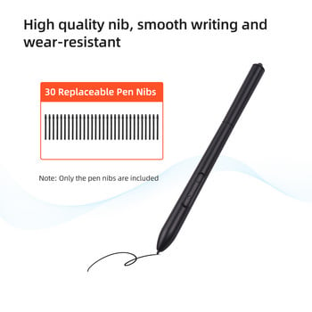 30PCS Stylus Pen Nibs and Pen Clip for T505 Professional Graphics Drawing Tablet Stylus Pen Black