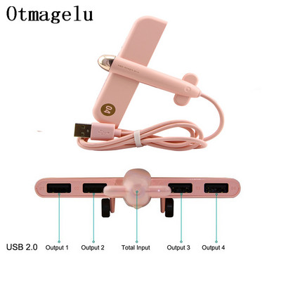 USB 2.0 Hub 4 θύρα αεροπλάνου σε σχήμα USB Expander Διαχωριστή USB τύπου φορτιστή για τηλέφωνο φορητού υπολογιστή Αξεσουάρ υπολογιστή
