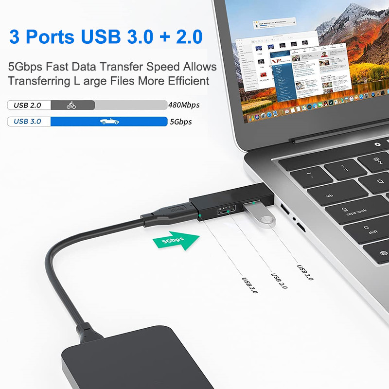 Usb Hub 3.0 2.0 Multi Usb Splitter 3 Ports Extensor For Windows Macbook Laptop Otg Adapter PC Computer Notebook Dodaci