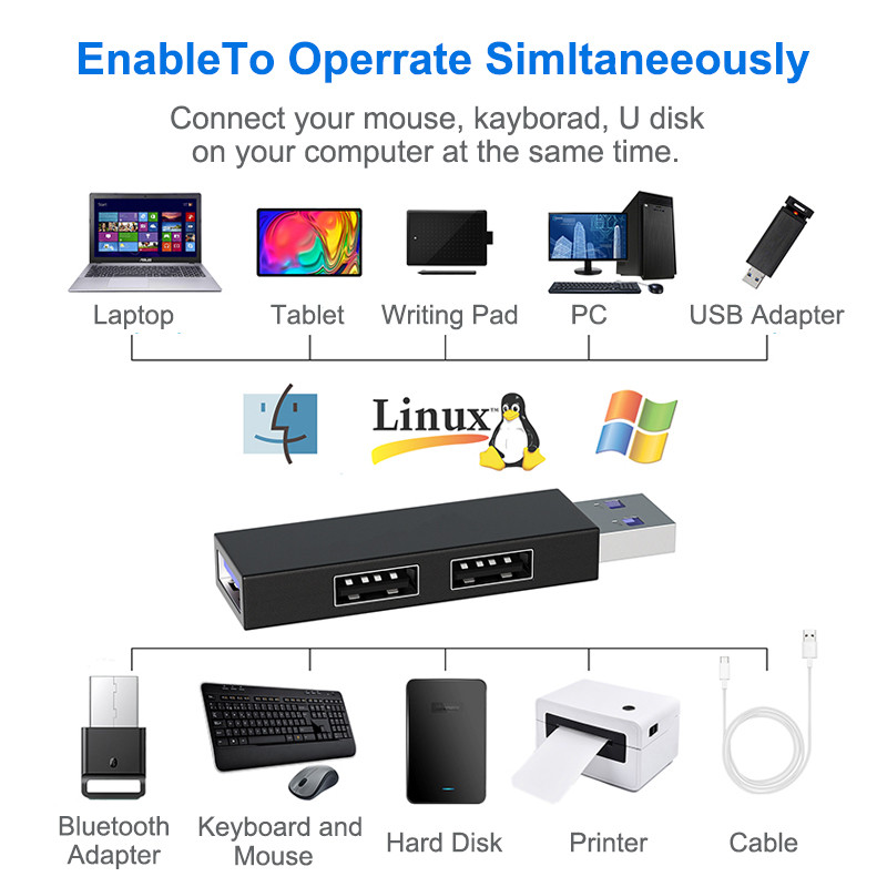 Usb Hub 3.0 2.0 Multi Usb Splitter 3 Ports Extensor For Windows Macbook Laptop Otg Adapter PC Computer Notebook Dodaci