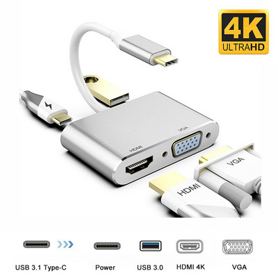 USB C Adaptor HDMI tip C la HDMI 4K VGA USB 3.0 Convertor audio video PD 87W Încărcător rapid pentru Macbook Pro Samsung S9 S10 Huawei