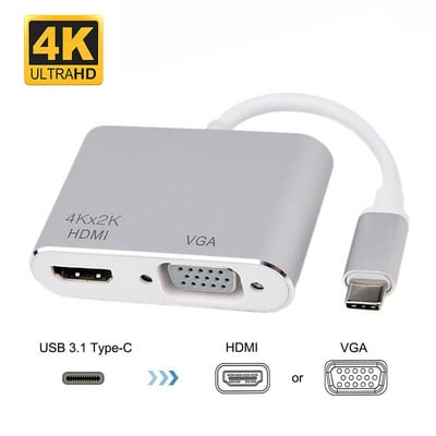 USB C Adaptor HDMI tip C la HDMI 4K VGA USB 3.0 Convertor audio video PD 87W Încărcător rapid pentru Macbook Pro Samsung S9 S10 Huawei