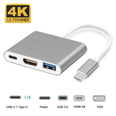 USB C Adaptor HDMI tip C la HDMI 4K VGA USB 3.0 Convertor audio video PD 87W Încărcător rapid pentru Macbook Pro Samsung S9 S10 Huawei