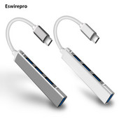 USB čvorišta tipa C 3.1 Splitter adapter OTG za Lenovo Sumsung Imac Macbook m 1 5 Air Pro Dodatna oprema za prijenosna računala USB 3 0 4 porta