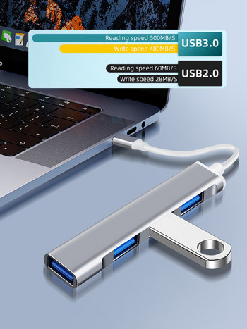 USB Hubs Type C 3.1 Splitter Adapter OTG Για Lenovo Sumsung Imac Macbook m 1 5 Air Pro Αξεσουάρ φορητού υπολογιστή USB 3 0 4 Θύρες
