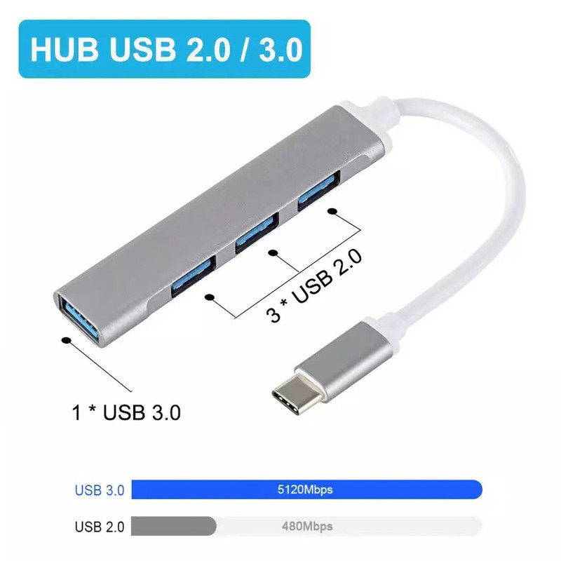 USB čvorišta tipa C 3.1 Splitter adapter OTG za Lenovo Sumsung Imac Macbook m 1 5 Air Pro Dodatna oprema za prijenosna računala USB 3 0 4 porta