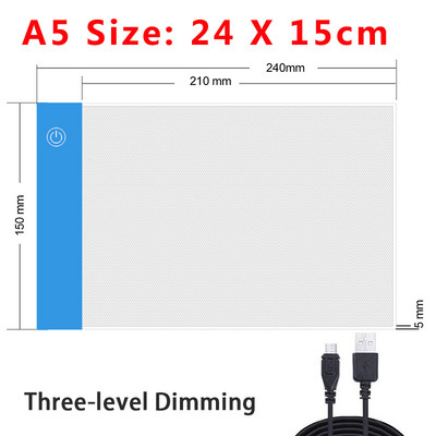A5 LED fénymásoló asztal rajztábla gyermek fényáteresztő másolóasztal fényerő állítható éjszakai fény jegyzettömb