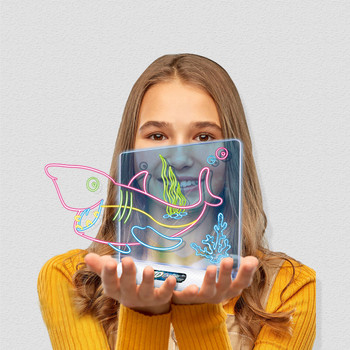 3D магическа дъска за рисуване LED VR Монтесори Образователни играчки Направи си сам деца Графити Рисуване LCD таблет за писане Оцветяване Черна дъска