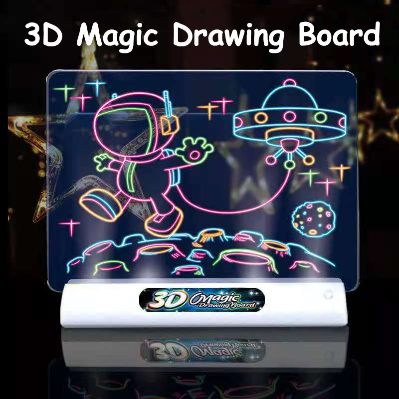 3D maģiskais zīmēšanas dēlis LED VR Montessori izglītojošas rotaļlietas DIY bērnu grafiti gleznošana LCD rakstīšanai planšetdatora krāsojama tāfele