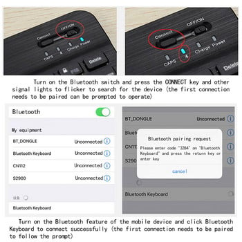 Πληκτρολόγιο Ασύρματο πληκτρολόγιο Bluetooth για Τηλέφωνο Tablet Υπολογιστή Μίνι Επαναφορτιζόμενο πληκτρολόγιο + (Tablet PC/Κινητό τηλέφωνο) Θήκη