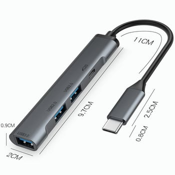 Τύπος C USB C HUB Προσαρμογέας πολλαπλού διαχωριστή 4 θυρών OTG PD Charge για Lenovo Xiaomi Macbook Pro 13 15 Air Pro Type C Splitter