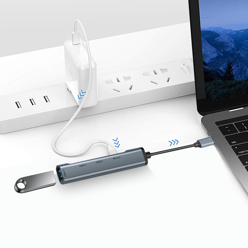 C típusú USB C HUB 4 portos Multi Splitter Adapter OTG PD töltés Lenovo Xiaomi Macbook Pro 13 15 Air Pro C típusú osztóhoz