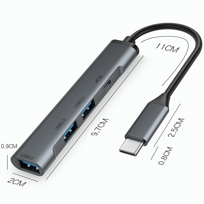 C típusú USB C HUB 4 portos Multi Splitter Adapter OTG PD töltés Lenovo Xiaomi Macbook Pro 13 15 Air Pro C típusú osztóhoz