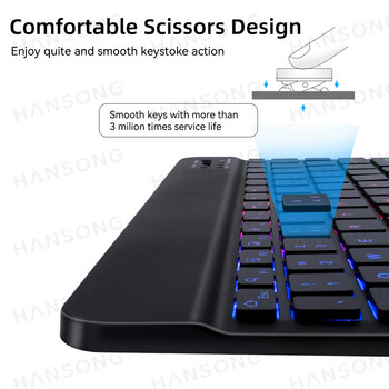 Клавиатура с подсветка за Android iOS Windows Bluetooth-съвместима за Apple Samsung Xiaomi Tablet Smart Phone PC 10 инча клавиатура