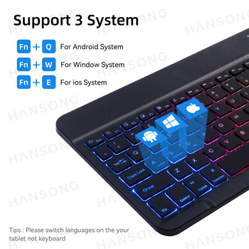 Клавиатура с подсветка за Android iOS Windows Bluetooth-съвместима за Apple Samsung Xiaomi Tablet Smart Phone PC 10 инча клавиатура