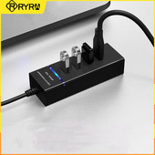 RYRA 4 prievadų USB 3.0 / 2.0 stebulės kelių skirstytuvo plėstuvo adapteris itin spartus perdavimo USB stebulės, skirtas asmeninio nešiojamojo kompiuterio stalinio kompiuterio priedams