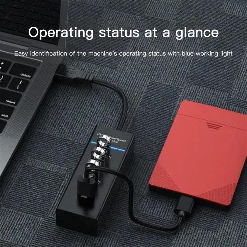 RYRA 4 prievadų USB 3.0 / 2.0 stebulės kelių skirstytuvo plėstuvo adapteris itin spartus perdavimo USB stebulės, skirtas asmeninio nešiojamojo kompiuterio stalinio kompiuterio priedams