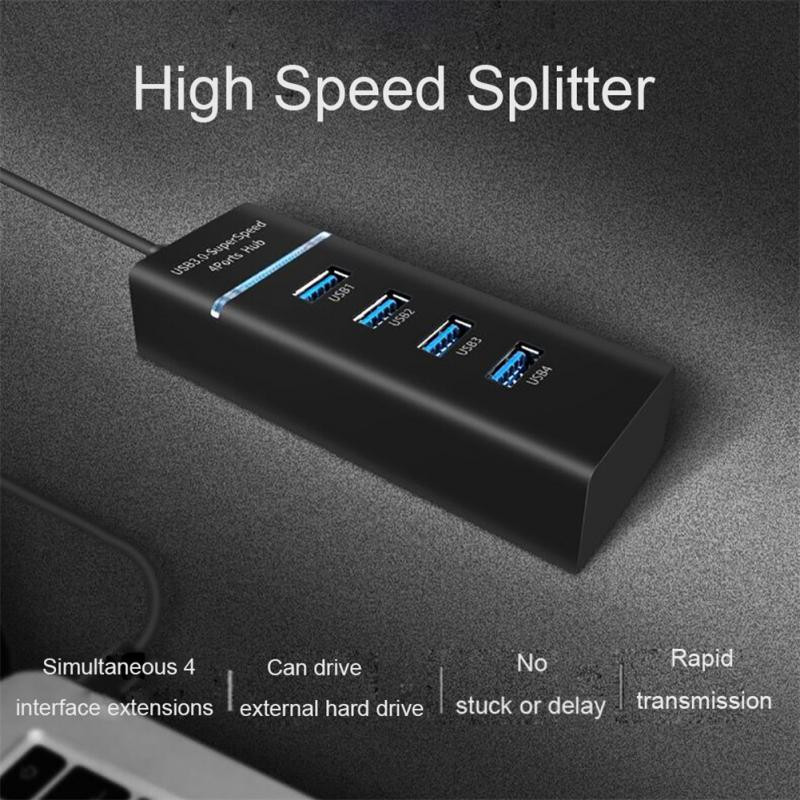 RYRA 4 prievadų USB 3.0 / 2.0 stebulės kelių skirstytuvo plėstuvo adapteris itin spartus perdavimo USB stebulės, skirtas asmeninio nešiojamojo kompiuterio stalinio kompiuterio priedams