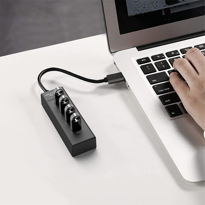 RYRA 4 prievadų USB 3.0 / 2.0 stebulės kelių skirstytuvo plėstuvo adapteris itin spartus perdavimo USB stebulės, skirtas asmeninio nešiojamojo kompiuterio stalinio kompiuterio priedams