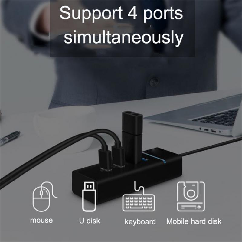RYRA 4 prievadų USB 3.0 / 2.0 stebulės kelių skirstytuvo plėstuvo adapteris itin spartus perdavimo USB stebulės, skirtas asmeninio nešiojamojo kompiuterio stalinio kompiuterio priedams