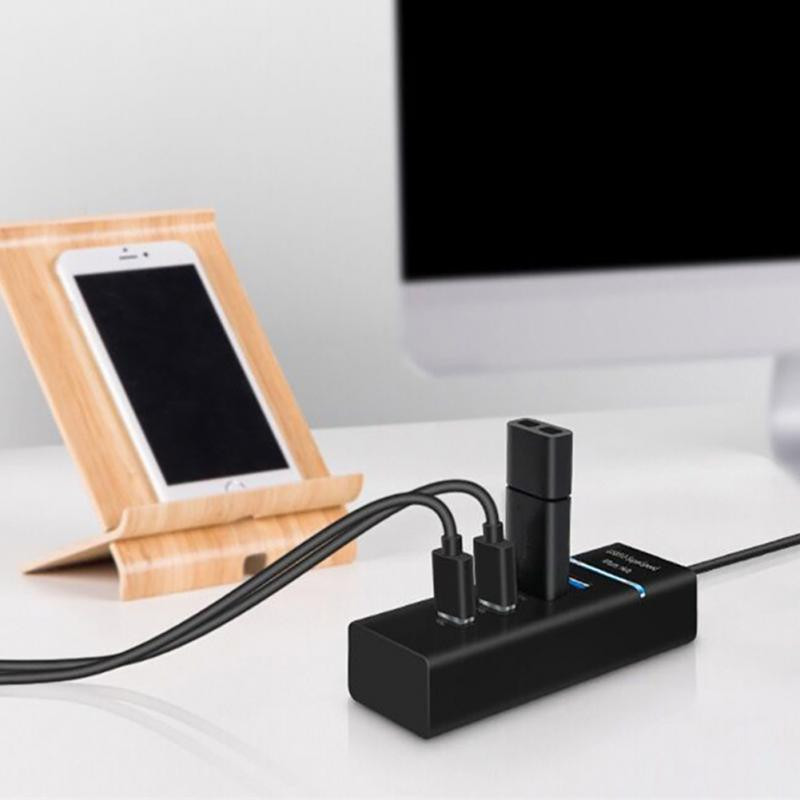 RYRA 4 prievadų USB 3.0 / 2.0 stebulės kelių skirstytuvo plėstuvo adapteris itin spartus perdavimo USB stebulės, skirtas asmeninio nešiojamojo kompiuterio stalinio kompiuterio priedams