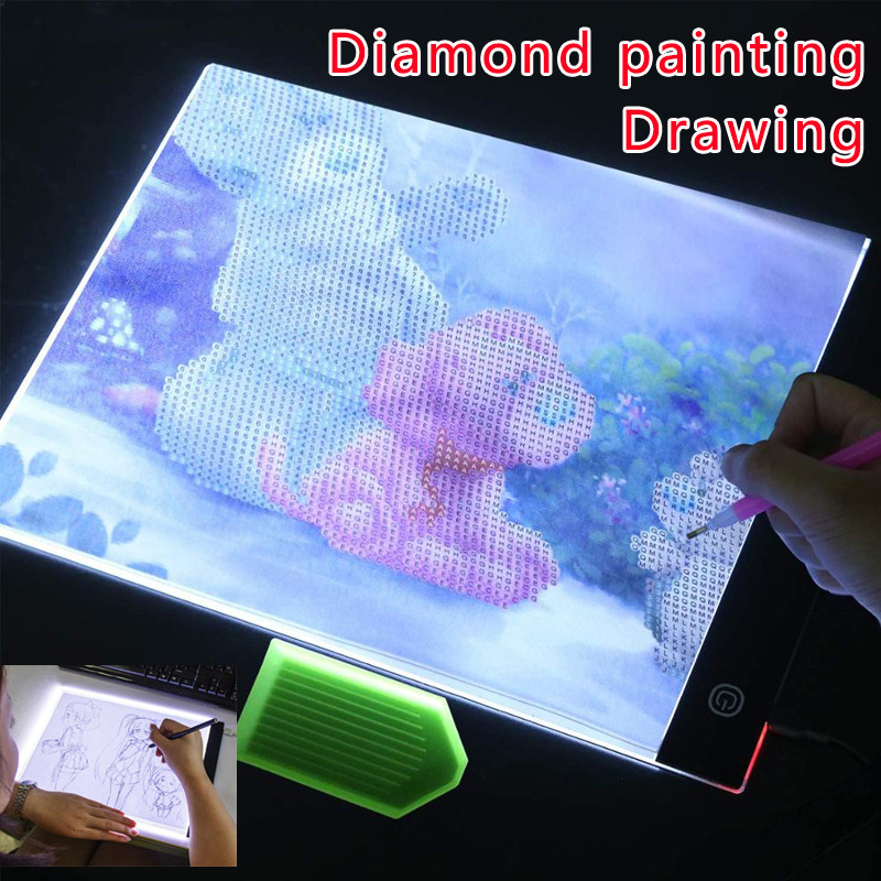 Trīs līmeņu aptumšošana A4 LED izsekošanas paliktnis Digitālais paliktnis USB planšetdatora gaismas spilventiņš Kopēšanas dēlis elektroniskās mākslas grafikas gleznojums wacom paliktnis