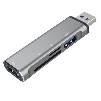 USB ХЪБ Тип C ХЪБ Алуминиева сплав USB 3.0 USB 2.0 TF / SD 4 порта мулти сплитер OTG за Lenovo HUAWEI Xiaomi четец на карти за компютър