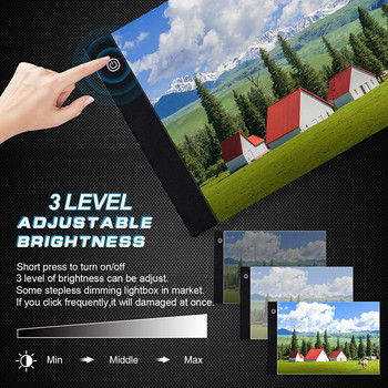 Тристепенно затъмняване Elice A4 LED осветителна подложка за диамантено рисуване, USB захранвана осветителна дъска Цифров графичен таблет за рисуване