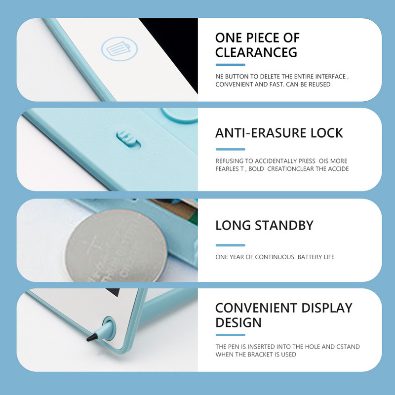 TISHRIC 8,5 hüvelykes grafikus tábla gyermek táblagép ceruza szivárvány színű, zár elektronikával Grafikus tábla rajzoláshoz