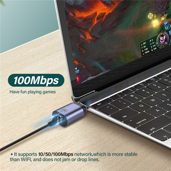 USB C към Ethernet адаптер, Gigabit RJ45 към USB 3.0 Type-C (Thunderbolt 3) мрежов адаптер за MacBook Pro MacBook Air, Mac Mini